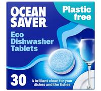 OceanSaver Pastillas ecológicas para lavavajillas, paquete de 30, pastillas para lavar platos no tóxicas y sin plástico para una limpieza sostenible, sal y enjuague todo en uno a base de plantas para