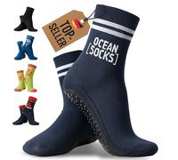 OceanSocks + BOLSA EXTRA | Calcetines antideslizantes Aqua-y playa para playa, agua, vadeo, barcos y tablas, mujer, hombre, niños, azul marino, 35-38, Armada 35-38, 35-38