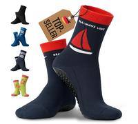OceanSocks Calcetines de playa - Calcetines descalzos con suela para playa, agua, vatios, barco y trampolín - Zapatos acuáticos para mujeres, hombres y niños, rojo marinero, 47-51