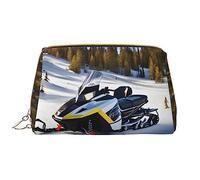 OCELIO Advanced - Bolsa de cosméticos portátil de piel para motos de nieve (grande), bolsa de cosméticos con cremallera, bolsa de aseo de viaje, bolsa de almacenamiento de viaje, color blanco, talla