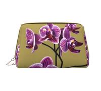 OCELIO Beautiful Orchids - Bolsa de cosméticos portátil de piel (grande), bolsa de cosméticos con cremallera, bolsa de aseo de viaje, bolsa de almacenamiento de viaje, color blanco, talla única,