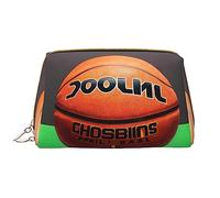 OCELIO Bolsa de cosméticos portátil de cuero con fondo de baloncesto (grande), bolsa de cosméticos con cremallera, bolsa de aseo de viaje, bolsa de almacenamiento de viaje, color blanco, talla única,