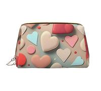 OCELIO Bolsa de cosméticos portátil de cuero con patrón de amor (grande), bolsa de cosméticos con cremallera, bolsa de aseo de viaje, bolsa de almacenamiento de viaje, color blanco, talla única,