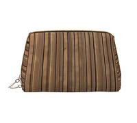 OCELIO Bolsa de cosméticos portátil de cuero con patrón de madera maciza (grande), bolsa de cosméticos con cremallera, bolsa de aseo de viaje, bolsa de almacenamiento de viaje, color blanco, talla