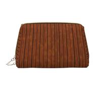 OCELIO Bolsa de cosméticos portátil de cuero con patrón de madera marrón (grande), bolsa de cosméticos de cuero con cremallera, bolsa de aseo de viaje, bolsa de almacenamiento de viaje, color blanco,