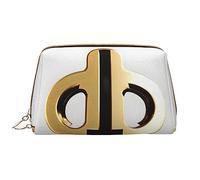 OCELIO Bolsa de cosméticos portátil de cuero con patrón dorado (grande), bolsa de cosméticos con cremallera, bolsa de aseo de viaje, bolsa de almacenamiento de viaje, color blanco, talla única, White,