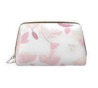 OCELIO Bolsa de cosméticos portátil de cuero pintada a mano con patrón de líneas florales (grande), bolsa de cosméticos con cremallera, bolsa de aseo de viaje, bolsa de almacenamiento de viaje, color