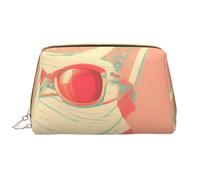 OCELIO Bolsa de cosméticos portátil de cuero retro abstracta (grande), bolsa de cosméticos con cremallera, bolsa de aseo de viaje, bolsa de almacenamiento de viaje, color blanco, talla única, White,