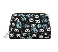 OCELIO Bolsa de cosméticos portátil de piel con cara de panda en blanco y negro (grande), bolsa de cosméticos con cremallera, bolsa de aseo de viaje, bolsa de almacenamiento de viaje, color blanco,