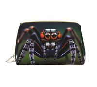 OCELIO Bolsa de cosméticos portátil de piel con diseño de arañas tropicales de la selva tropical (grande), bolsa de cosméticos con cremallera, bolsa de aseo de viaje, bolsa de almacenamiento de viaje,