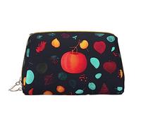 OCELIO Bolsa de cosméticos portátil de piel con diseño de flores de calabaza (grande), bolsa de cosméticos con cremallera, bolsa de aseo de viaje, bolsa de almacenamiento de viaje, color blanco, talla