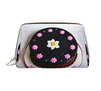 OCELIO Bolsa de cosméticos portátil de piel con diseño de pastel de chocolate negro (grande), bolsa de cosméticos con cremallera, bolsa de aseo de viaje, bolsa de almacenamiento de viaje, color