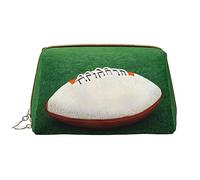 OCELIO Bolsa de cosméticos portátil de piel con diseño de pelota de rugby blanca (grande), bolsa de cosméticos con cremallera, bolsa de aseo de viaje, bolsa de almacenamiento de viaje, color blanco,