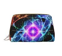 OCELIO Bolsa de cosméticos portátil de piel con espacio de ocho dimensiones (grande), bolsa de cosméticos con cremallera, bolsa de aseo de viaje, bolsa de almacenamiento de viaje, color blanco, talla