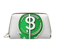 OCELIO Bolsa de cosméticos portátil de piel con símbolo de pelo verde (grande), bolsa de cosméticos con cremallera, bolsa de aseo de viaje, bolsa de almacenamiento de viaje, color blanco, talla única,
