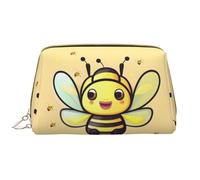 OCELIO Bolsa de cosméticos portátil de piel de abeja amarilla (grande), bolsa de cosméticos con cremallera, bolsa de aseo de viaje, bolsa de almacenamiento de viaje, color blanco, talla única, White,