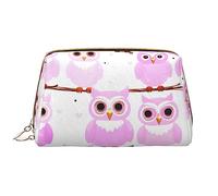 OCELIO Bolsa de cosméticos portátil de piel de búho (grande), bolsa de cosméticos de cuero con cremallera, bolsa de aseo de viaje, bolsa de almacenamiento de viaje, color blanco, talla única, White,
