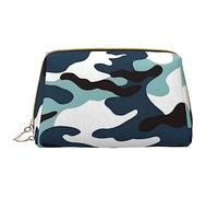 OCELIO Bolsa de cosméticos portátil de piel de camuflaje marino (grande), bolsa de cosméticos con cremallera, bolsa de aseo de viaje, bolsa de almacenamiento de viaje, color blanco, talla única,