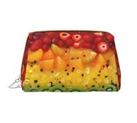 OCELIO Bolsa de cosméticos portátil de piel de fruta fresca (grande), bolsa de cosméticos con cremallera, bolsa de aseo de viaje, bolsa de almacenamiento de viaje, color blanco, talla única, White,