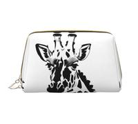 OCELIO Bolsa de cosméticos portátil de piel de jirafa blanca y negra (grande), bolsa de cosméticos de cuero con cremallera, bolsa de aseo de viaje, bolsa de almacenamiento de viaje, color blanco,