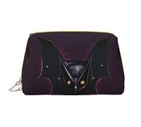 OCELIO Bolsa de cosméticos portátil de piel de murciélago fantasma negro (grande), bolsa de cosméticos con cremallera, bolsa de aseo de viaje, bolsa de almacenamiento de viaje, color blanco, talla