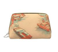 OCELIO Bolsa de cosméticos portátil de piel para coche (grande), bolsa de cosméticos con cremallera, bolsa de aseo de viaje, bolsa de almacenamiento de viaje, color blanco, talla única, White, Talla