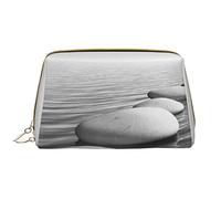 OCELIO Bolsa de maquillaje con diseño de piedras zen, color gris, gran capacidad, bolsa de cosméticos de viaje, bolsa organizadora de maquillaje para mujer, Blanco, Talla única