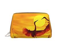 OCELIO Bolsa de maquillaje Flying Birds At Sunset de gran capacidad, bolsa de cosméticos de viaje, bolsa organizadora de maquillaje de piel sintética para mujer, Blanco, Talla única