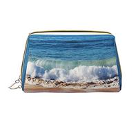 OCELIO Bolsa de maquillaje Sea Sunset In Olympic Park Coast de gran capacidad, bolsa de cosméticos de viaje, bolsa organizadora de maquillaje de piel sintética para mujer, Blanco, Talla única