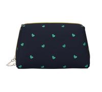 OCELIO Bonita bolsa de cosméticos portátil de cuero con fondo azul (grande), bolsa de cosméticos con cremallera, bolsa de aseo de viaje, bolsa de almacenamiento de viaje, color blanco, talla única,