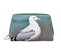 OCELIO Bonita bolsa de cosméticos portátil de piel de gaviota (grande), bolsa de cosméticos con cremallera, bolsa de aseo de viaje, bolsa de almacenamiento de viaje, color blanco, talla única, White,