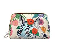 OCELIO Bonita bolsa de cosméticos portátil de piel de tigre blanco (grande), bolsa de cosméticos con cremallera, bolsa de aseo de viaje, bolsa de almacenamiento de viaje, color blanco, talla única,
