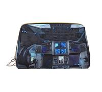 OCELIO Cabin Of The Future - Neceser portátil de cuero (grande), bolsa de cosméticos con cremallera, bolsa de aseo de viaje, bolsa de almacenamiento de viaje, color blanco, talla única, White, Talla