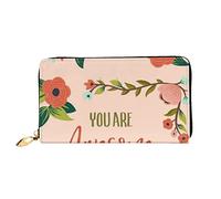 OCELIO Cartera larga de cuero para mujer, organizador de tarjetas, cartera con cremallera de metal, bolsa de tarjeta de crédito para mujer, elegante bolso de mano You Are Awesome Sloth, negro, talla