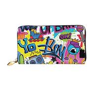 OCELIO Cartera larga de cuero para mujer, organizador de tarjetas, cartera de cremallera de metal, bolso de tarjeta de crédito para mujer, elegante bolso de embrague colorido, negro, talla única,