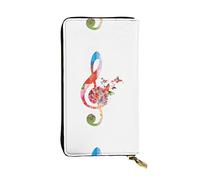 OCELIO Cartera larga de cuero para mujer, organizador de tarjetas, cartera de cremallera de metal, bolso de tarjeta de crédito para mujer, elegante bolso de embrague colorido, negro, talla única,