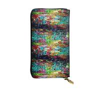 OCELIO Cartera larga de cuero para mujer, organizador de tarjetas, cartera de cremallera de metal, bolso de tarjeta de crédito para mujer, elegante bolso de embrague colorido, negro, talla única,