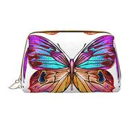 OCELIO Colorido bolso de cosméticos portátil de cuero de mariposa (grande), bolsa de cosméticos de cuero con cremallera, bolsa de aseo bolsa de viaje, bolsa de almacenamiento de viaje, blanco, talla