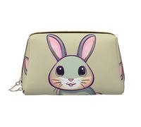 OCELIO Cute Little Bunny - Bolsa de cosméticos portátil de piel (grande), bolsa de cosméticos con cremallera, bolsa de aseo de viaje, bolsa de almacenamiento de viaje, color blanco, talla única,