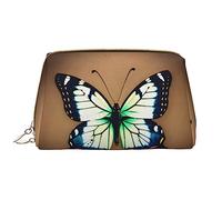 OCELIO Cute Little Butterfly - Neceser portátil de piel (grande), bolsa de cosméticos con cremallera, bolsa de aseo de viaje, bolsa de almacenamiento de viaje, color blanco, talla única, White, Talla