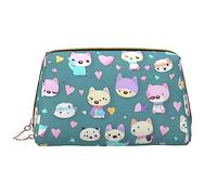 OCELIO Cute Little Fox - Bolsa de cosméticos portátil de piel (grande), bolsa de cosméticos con cremallera, bolsa de aseo de viaje, bolsa de almacenamiento de viaje, color blanco, talla única, White,