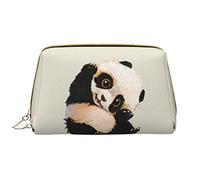 OCELIO Cute Little Panda - Neceser portátil de cuero (grande), bolsa de cosméticos con cremallera de cuero, bolsa de aseo de viaje, bolsa de almacenamiento de viaje, color blanco, talla única, Blanco,