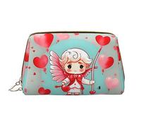 OCELIO Cute Loving Boy - Bolsa de cosméticos portátil de cuero (grande), bolsa de cosméticos con cremallera, bolsa de aseo de viaje, bolsa de almacenamiento de viaje, color blanco, talla única, White,