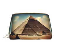 OCELIO Dreaming Of The Pyramids Of Khufu - Bolsa de cosméticos portátil de piel (grande), bolsa de cosméticos con cremallera, bolsa de aseo de viaje, bolsa de almacenamiento de viaje, color blanco,