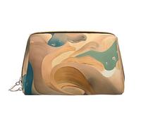 OCELIO Dunhuang Mystery - Bolsa de cosméticos portátil de cuero (tamaño grande), bolsa de cosméticos con cremallera, bolsa de aseo de viaje, bolsa de almacenamiento de viaje, color blanco, talla