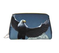 OCELIO Eagle Under The Stars - Neceser portátil de cuero (grande), bolsa de cosméticos con cremallera, bolsa de aseo de viaje, bolsa de almacenamiento de viaje, color blanco, talla única, White, Talla