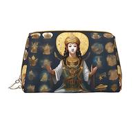 OCELIO Estatua de Dios - Bolsa de cosméticos portátil de cuero (grande), bolsa de cosméticos con cremallera, bolsa de aseo de viaje, bolsa de almacenamiento de viaje, color blanco, talla única, White,