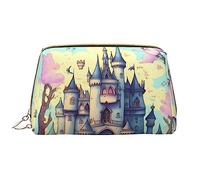 OCELIO Fairytale Castle - Bolsa de cosméticos portátil de cuero (grande), bolsa de cosméticos con cremallera, bolsa de aseo de viaje, bolsa de almacenamiento de viaje, color blanco, talla única,