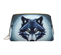 OCELIO Fierce Wolf Head - Neceser portátil de piel (grande), bolsa de cosméticos con cremallera, bolsa de aseo de viaje, bolsa de almacenamiento de viaje, color blanco, talla única, White, Talla única