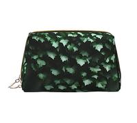 OCELIO Green Creeper - Bolsa de cosméticos portátil de piel (grande), bolsa de cosméticos con cremallera, bolsa de aseo de viaje, bolsa de almacenamiento de viaje, color blanco, talla única, White,